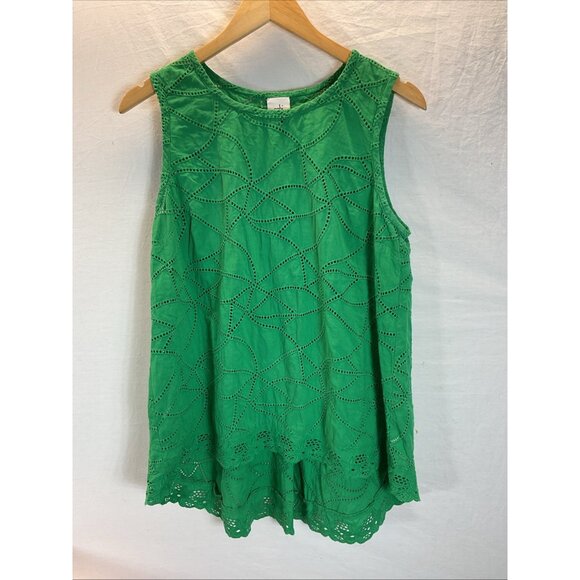 Cabi Women's Gemma Sleeveless Eyelet tunic Tank Top Kelly Green SIZE M - Picture 2 of 9
